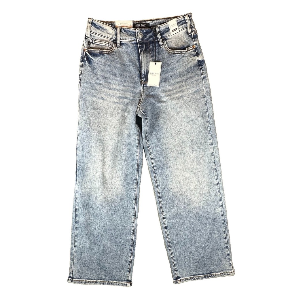 Judy Blue Vintage Wash Blue Jeans Baggy High-Waist Wide Leg Junior 5/27 30x29